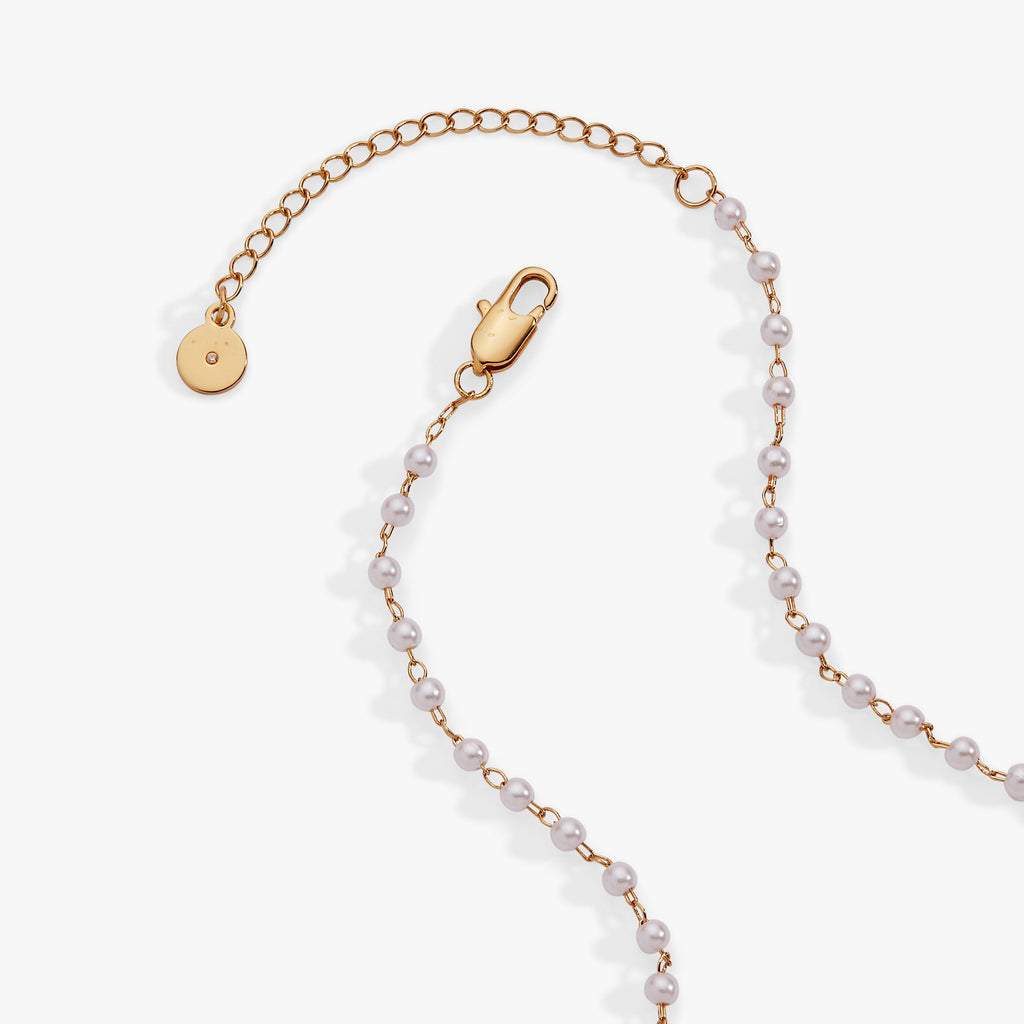 Bow Pearl Coquette Necklace with Crystal Centerpiece