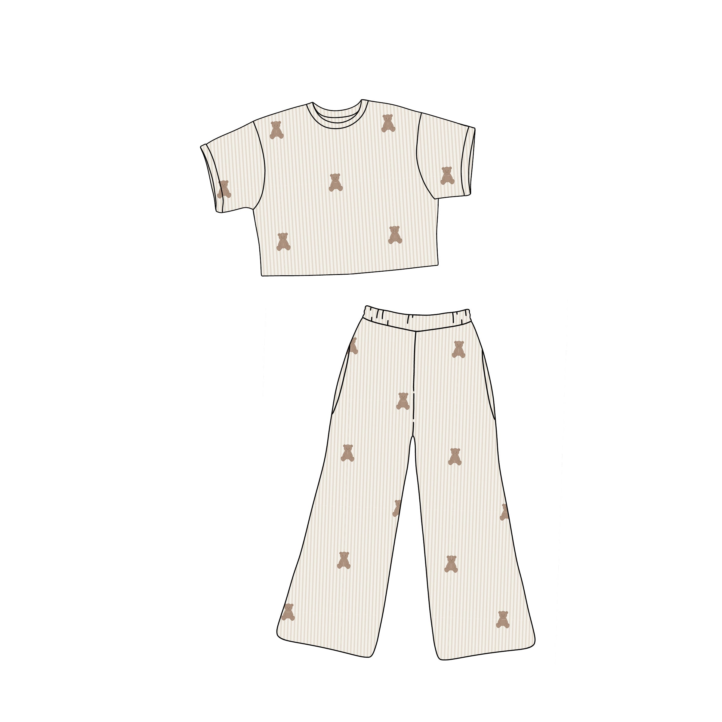 Kids Bamboo Boxy Lounge Set in Teddy Print - Image 2
