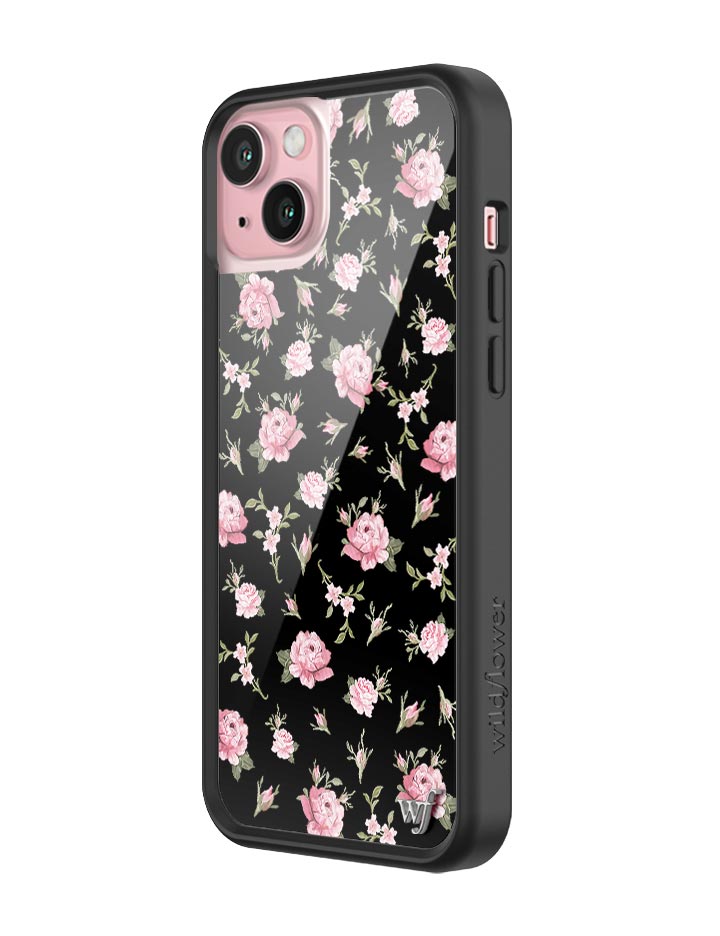Black and Pink Floral iPhone Case with Rose Print - Image 12