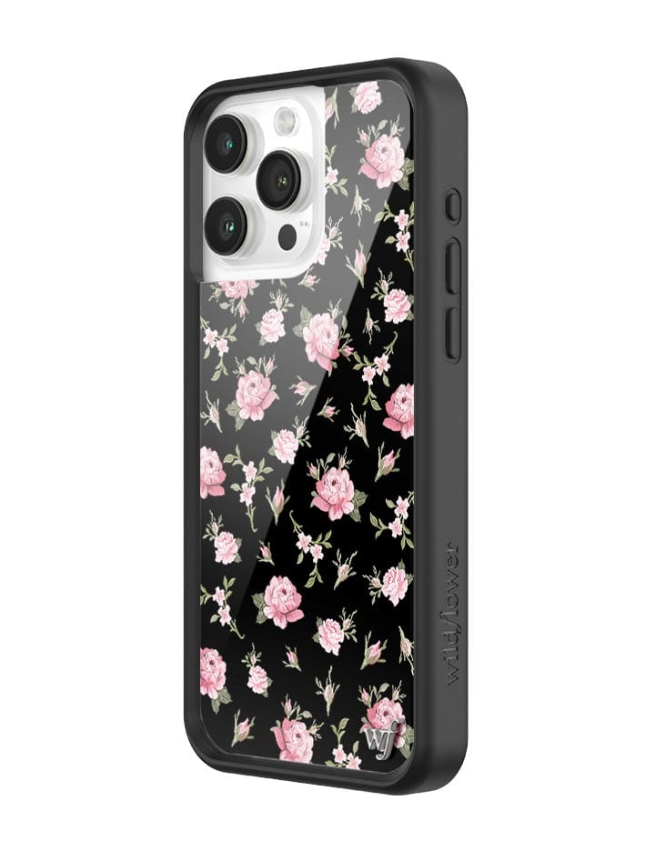 Black and Pink Floral iPhone Case with Rose Print - Image 10