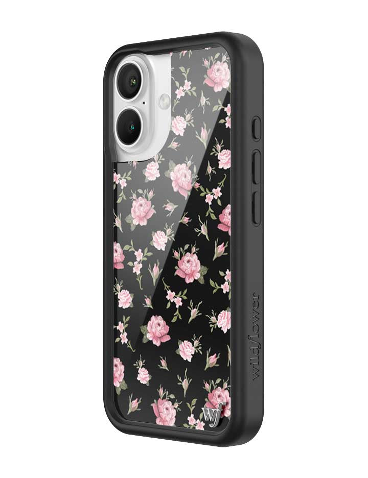 Black and Pink Floral iPhone Case with Rose Print - Image 8