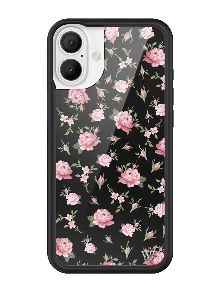 Black and Pink Floral iPhone Case with Rose Print - Image 3