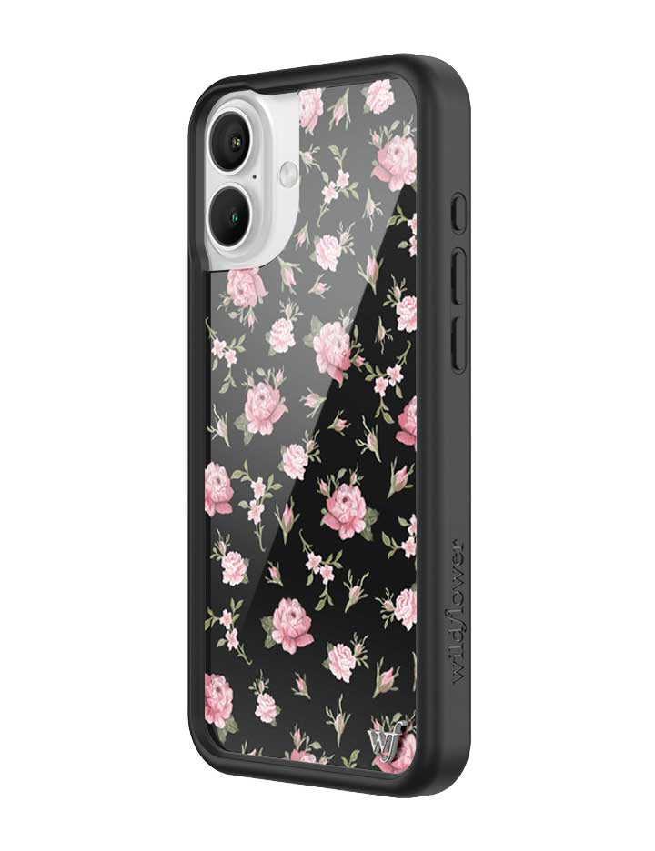 Black and Pink Floral iPhone Case with Rose Print - Image 4