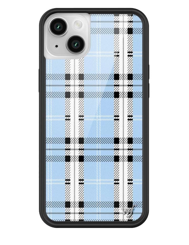 Blue Plaid Protective iPhone Case with Silver Emblem - Image 24