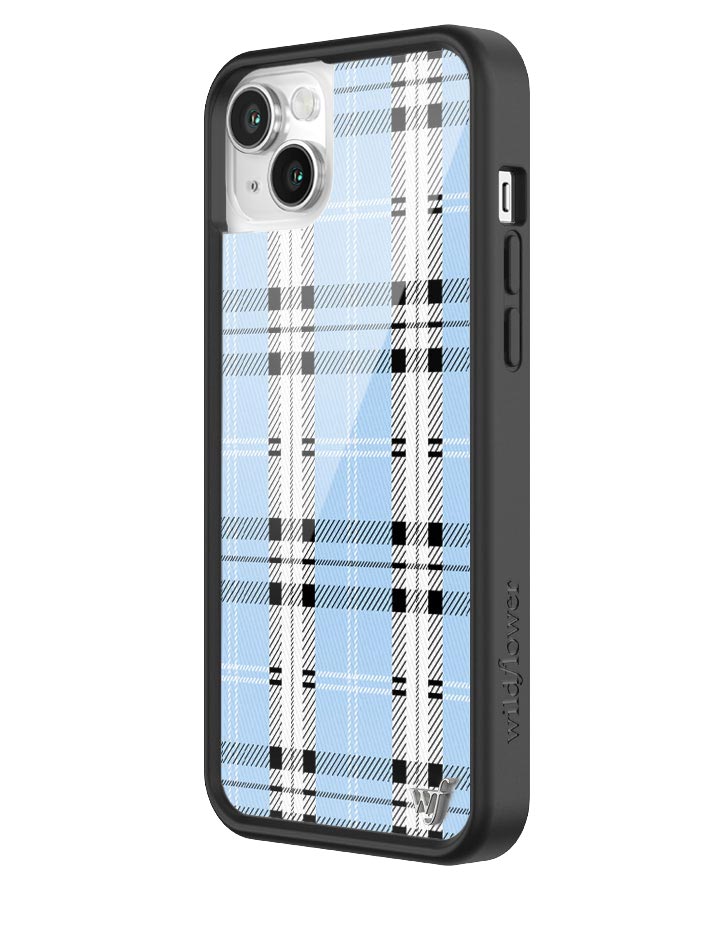 Blue Plaid Protective iPhone Case with Silver Emblem - Image 25