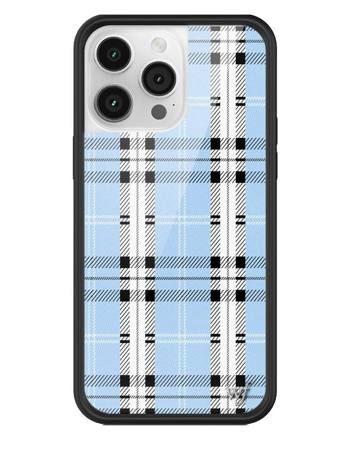 Blue Plaid Protective iPhone Case with Silver Emblem - Image 22
