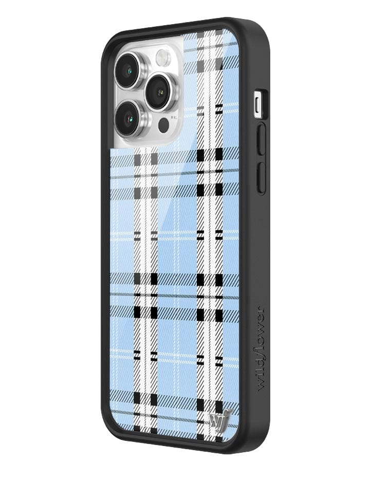 Blue Plaid Protective iPhone Case with Silver Emblem - Image 23