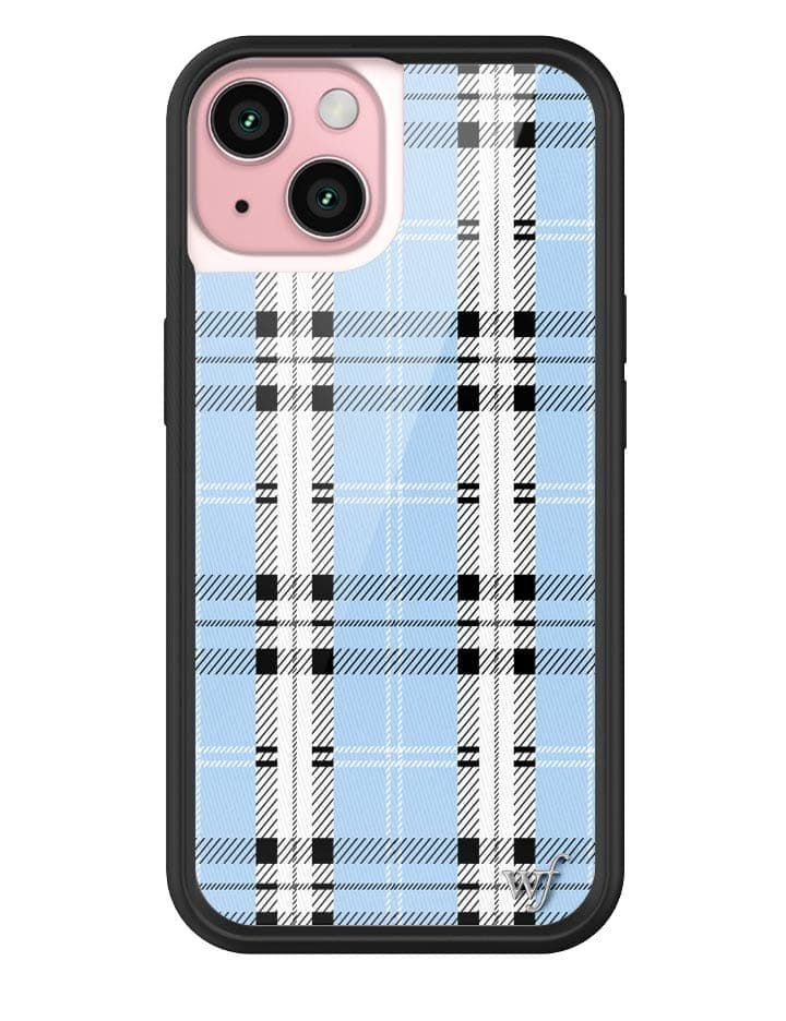 Blue Plaid Protective iPhone Case with Silver Emblem - Image 20
