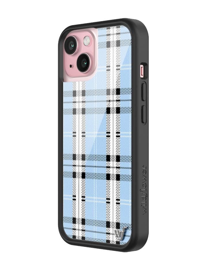Blue Plaid Protective iPhone Case with Silver Emblem - Image 21