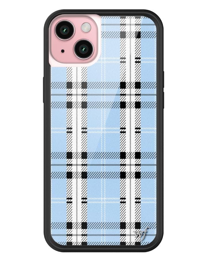 Blue Plaid Protective iPhone Case with Silver Emblem - Image 18
