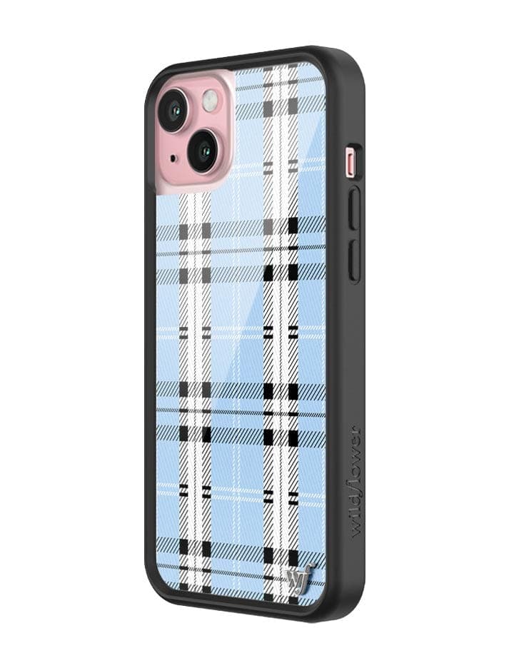 Blue Plaid Protective iPhone Case with Silver Emblem - Image 19