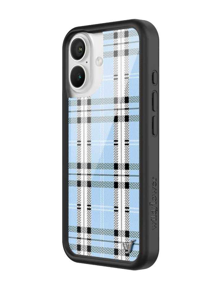 Blue Plaid Protective iPhone Case with Silver Emblem - Image 17