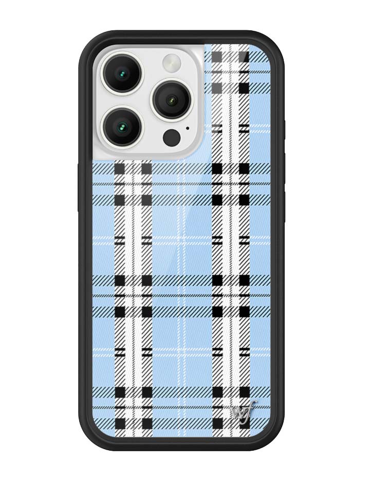 Blue Plaid Protective iPhone Case with Silver Emblem - Image 14