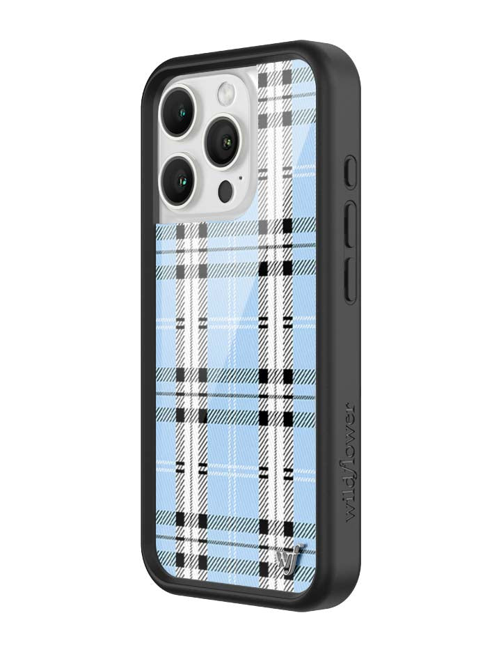 Blue Plaid Protective iPhone Case with Silver Emblem - Image 15