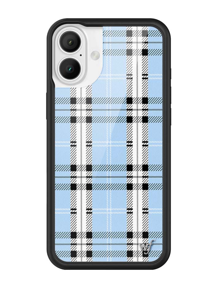 Blue Plaid Protective iPhone Case with Silver Emblem - Image 12