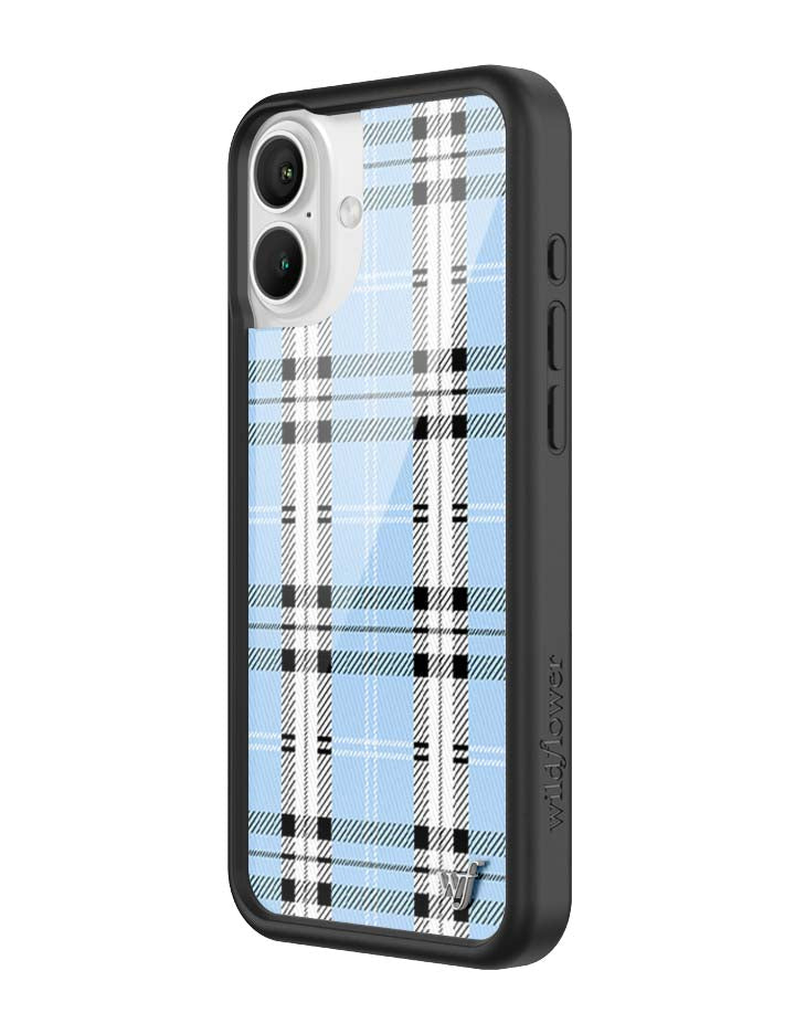 Blue Plaid Protective iPhone Case with Silver Emblem - Image 13