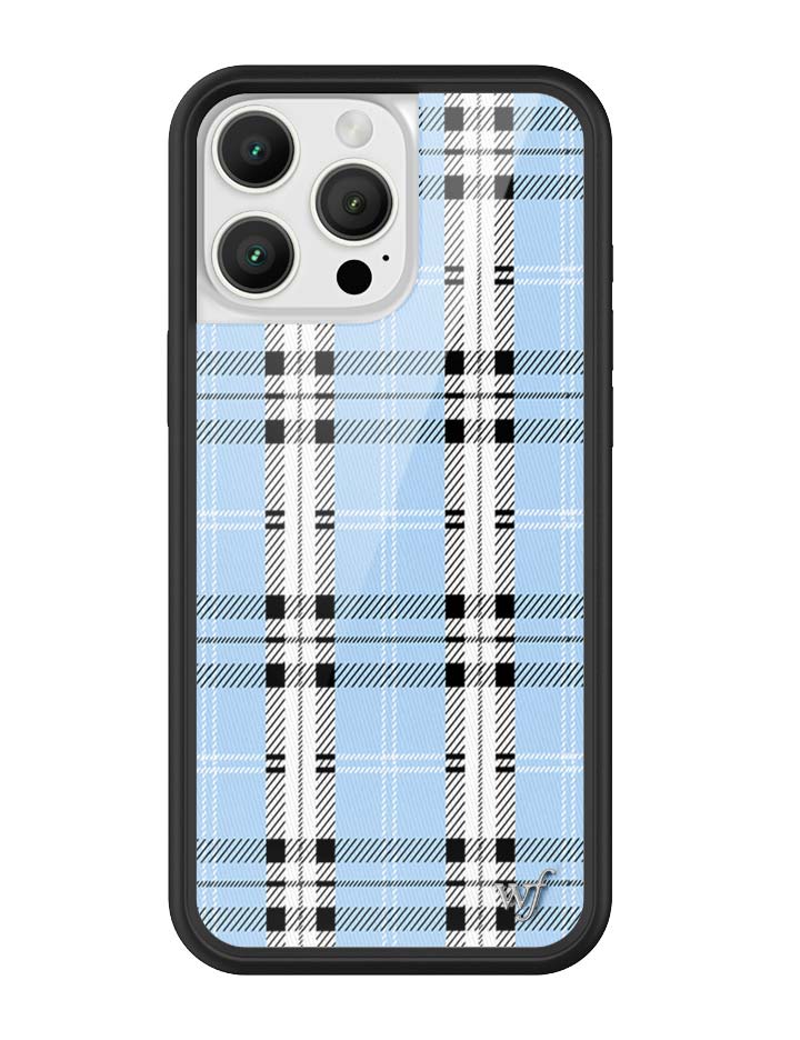 Blue Plaid Protective iPhone Case with Silver Emblem - Image 10