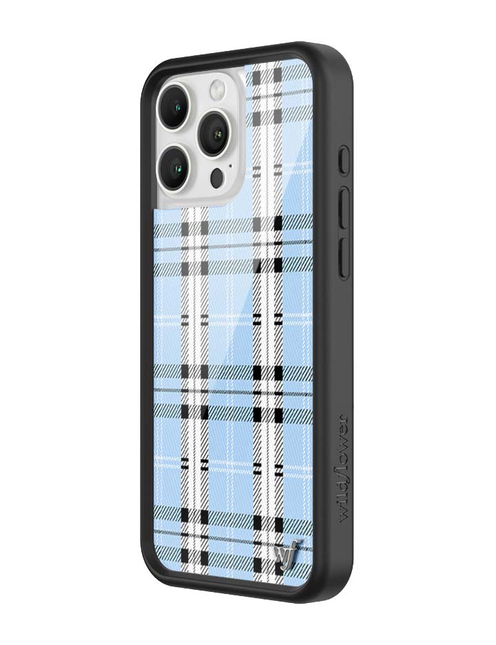 Blue Plaid Protective iPhone Case with Silver Emblem - Image 11