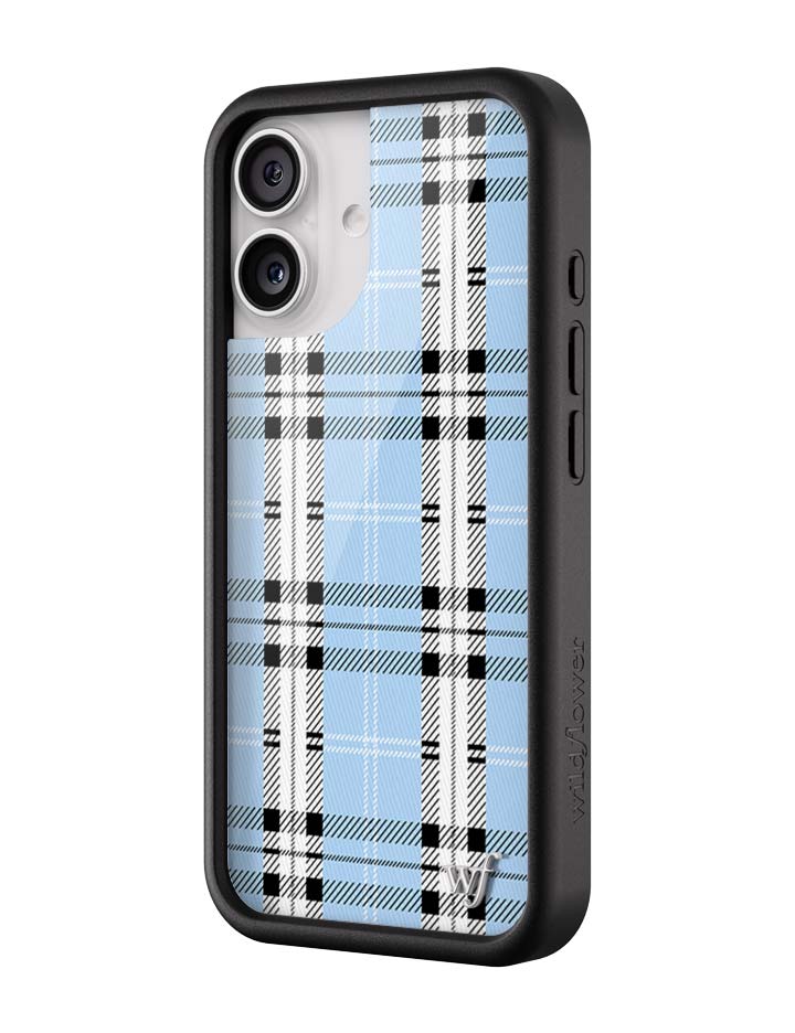 Blue Plaid Protective iPhone Case with Silver Emblem - Image 8