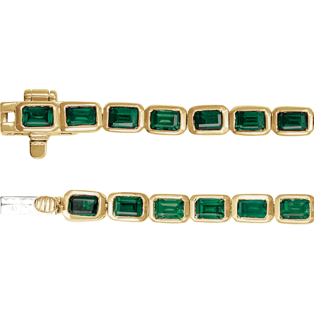 14K Yellow Gold Natural Tsavorite Garnet Line Bracelet 7 Inch
