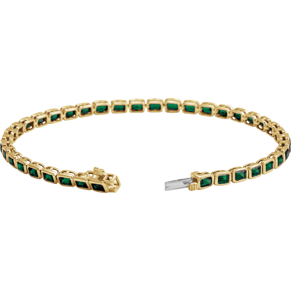14K Yellow Gold Natural Tsavorite Garnet Line Bracelet 7 Inch