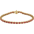 Close up of the Rouge Émeraude Ruby Line Bracelet featuring a seamless flow of lab-grown diamonds on a wrist.