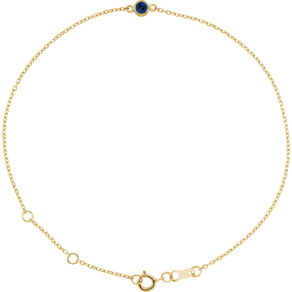 14K Yellow Gold Natural Sapphire Bezel Bracelet