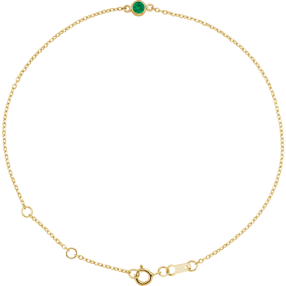 Natural Emerald Bezel Bracelet in 14K Yellow Gold