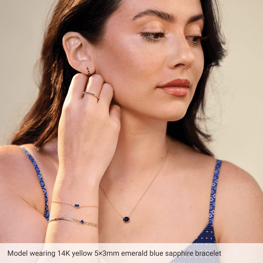 Natural Emerald Bezel Bracelet in 14K Yellow Gold