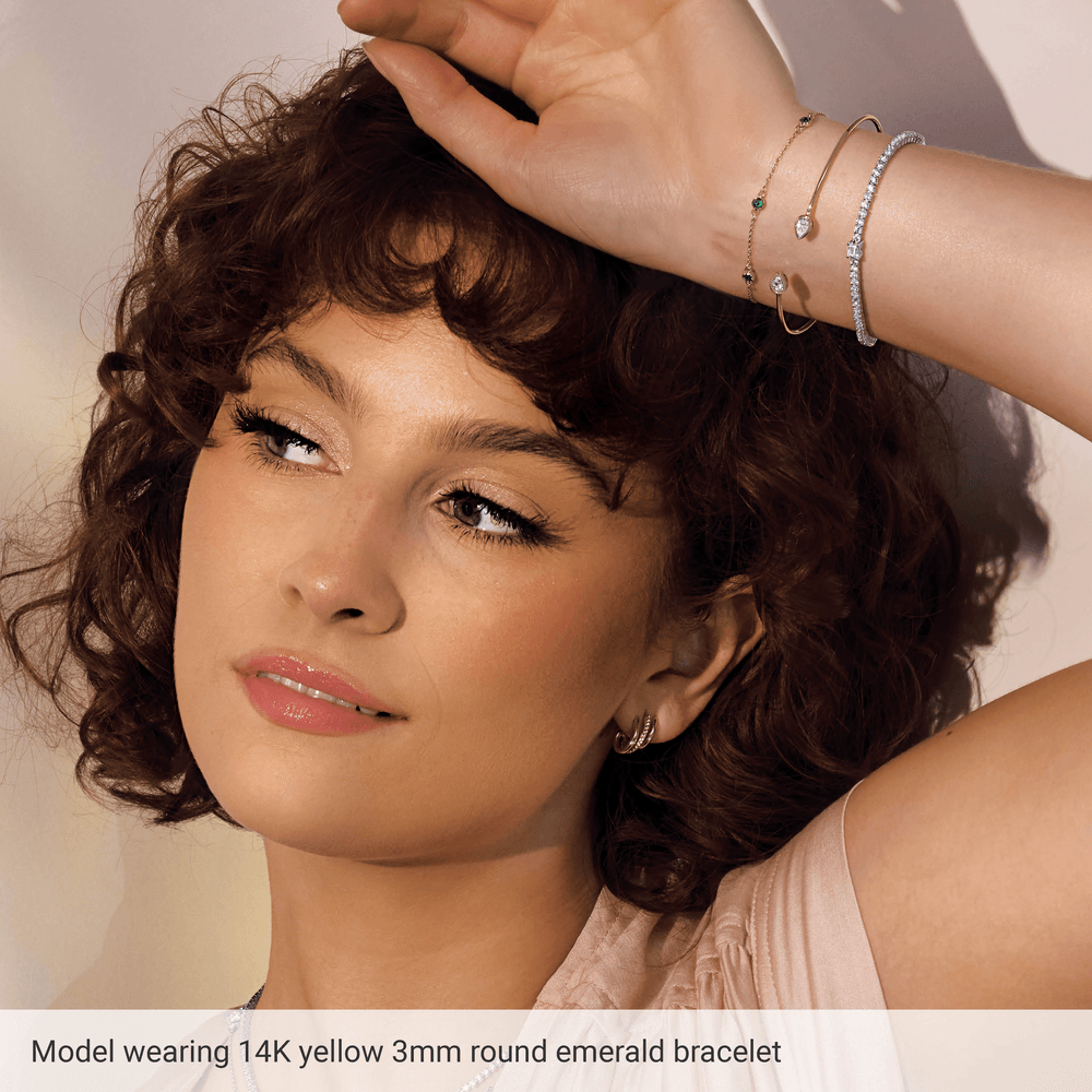 Natural Emerald Bezel Bracelet in 14K Yellow Gold