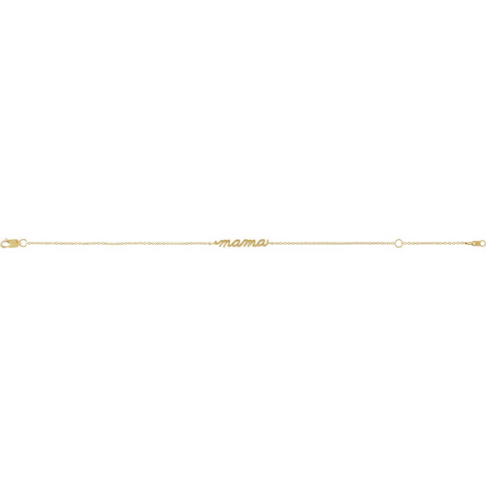 Amour Mama Script Bracelet in Polished Gold and Silver Minimalist