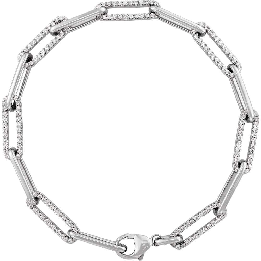 14K White Gold 1 CTW Natural Diamond Link Bracelet