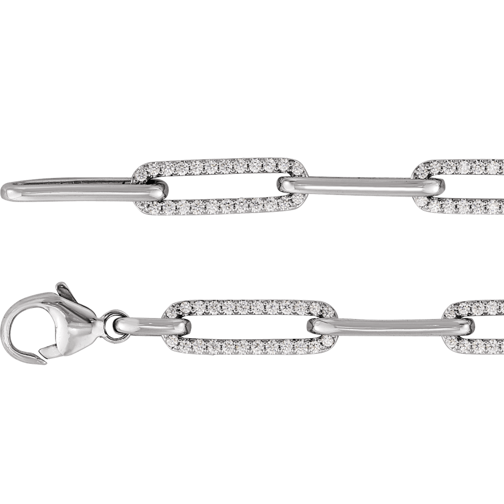 14K White Gold 1 CTW Natural Diamond Link Bracelet