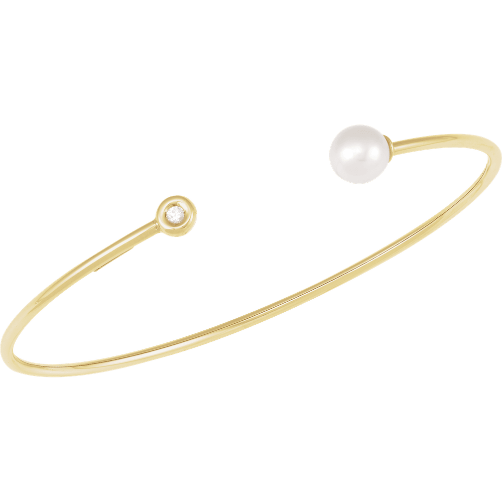 Capucine 14K Gold Pearl & Natural Diamond Cuff Bracelet