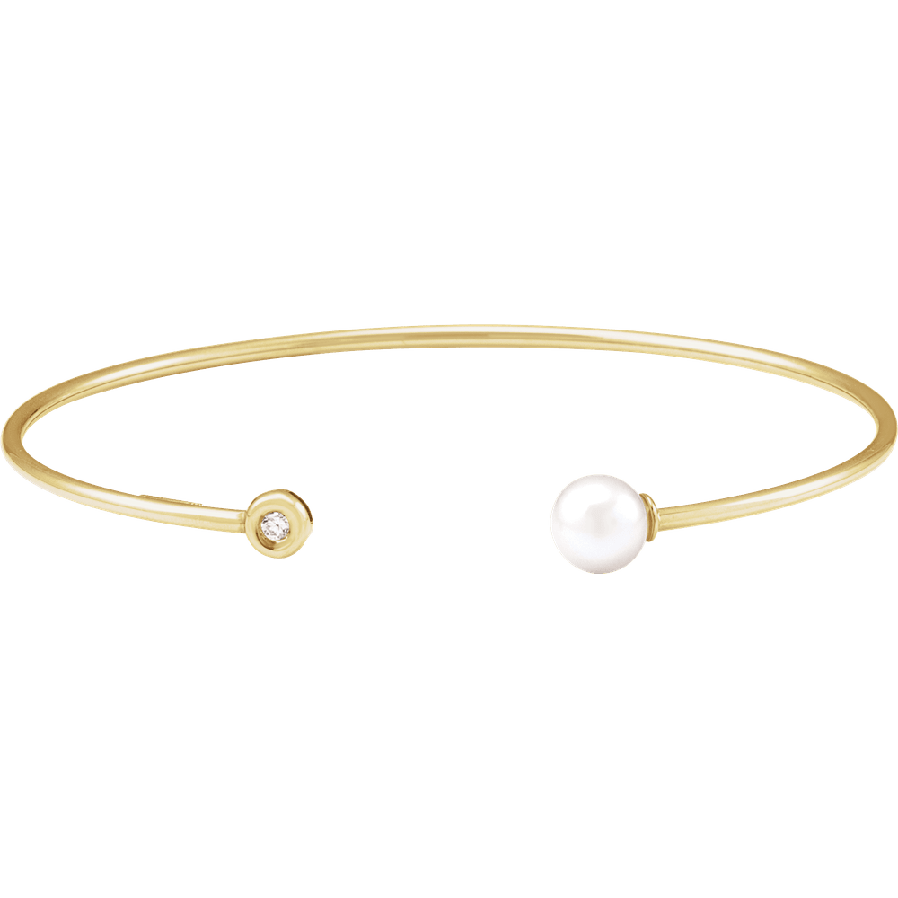 Capucine 14K Gold Pearl & Natural Diamond Cuff Bracelet
