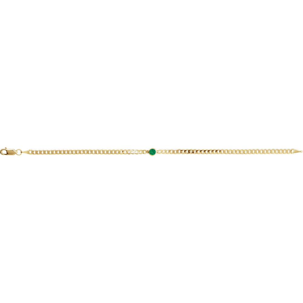 Natural Emerald Pavé 14K Yellow Gold Link Bracelet