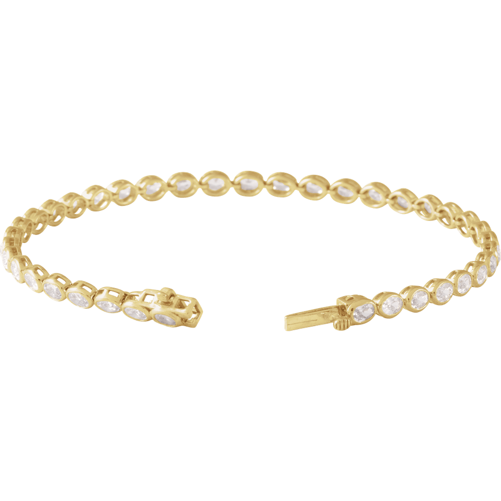 14K Yellow Gold Oval Lab-Grown Diamond Line Bracelet 7 Inch