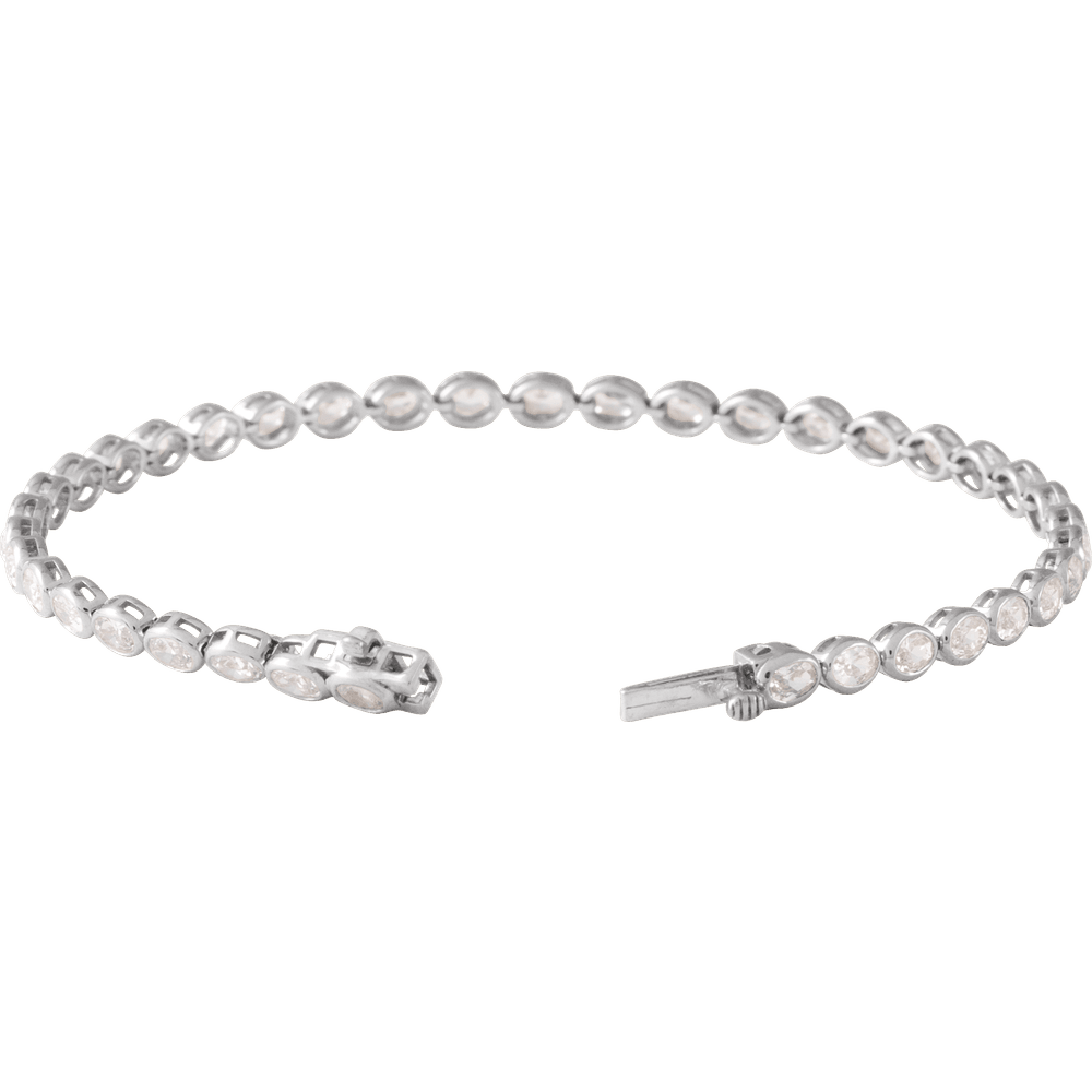 14K Yellow Gold Oval Lab-Grown Diamond Line Bracelet 7 Inch