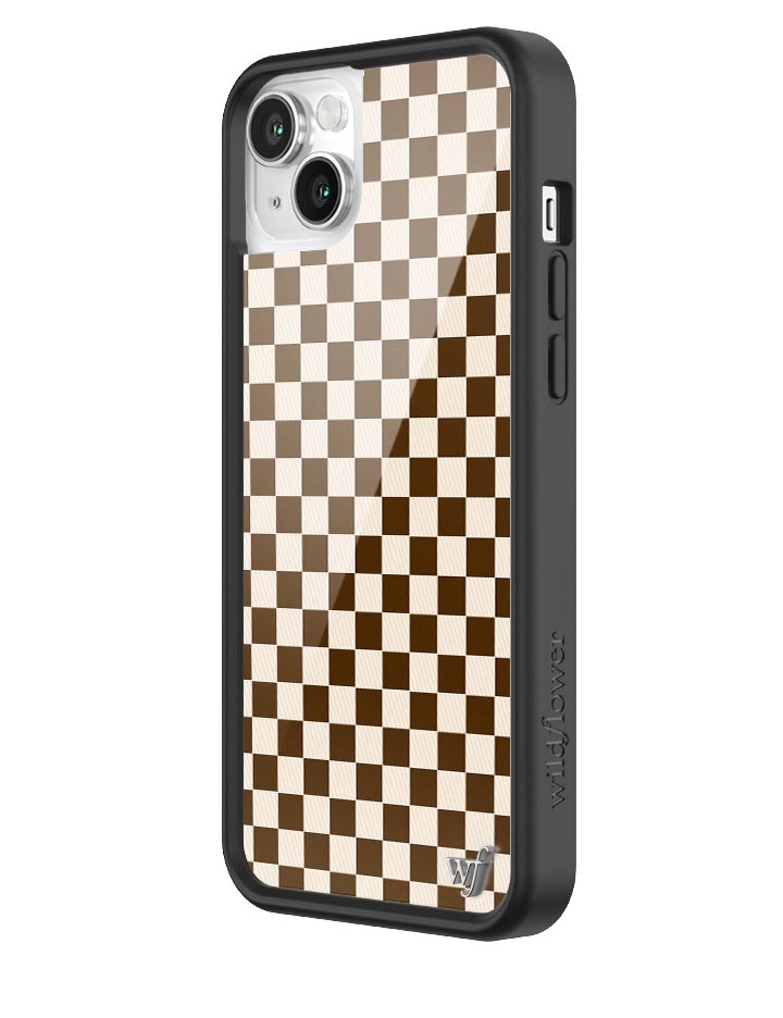 Checkers Brown iPhone Case with Protective Bumper - Image 2