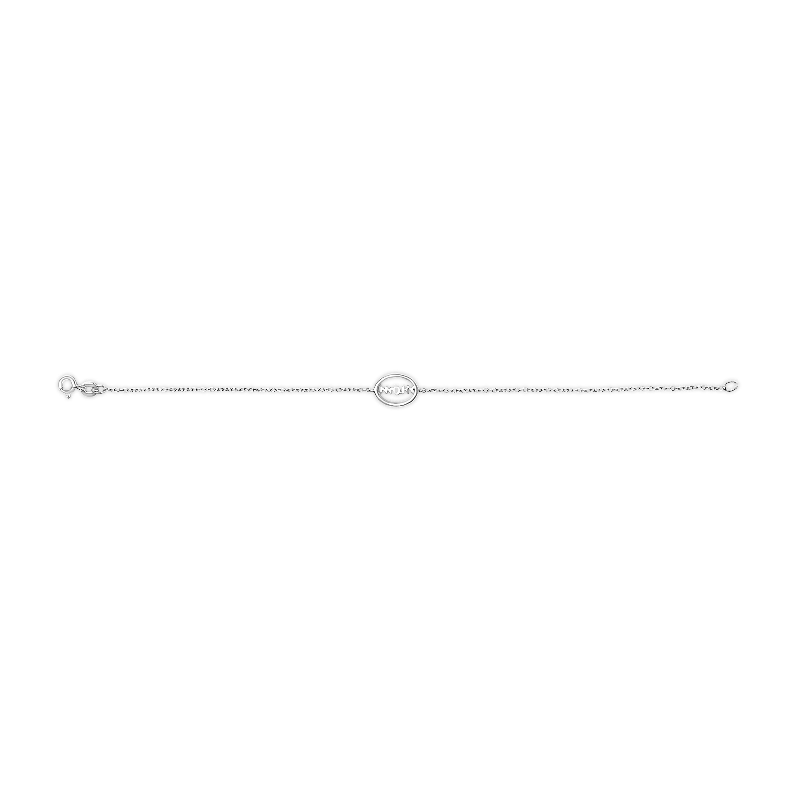 .925 Sterling Silver Diamond Accent MOM Charm Bracelet (J-K Color, I2-I3 Clarity) - 7" Inches