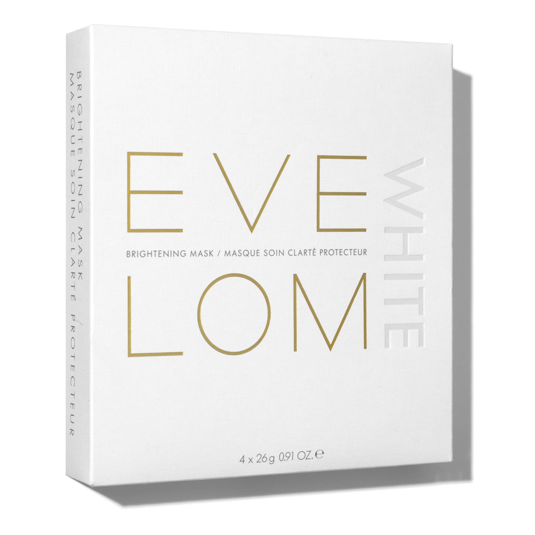 Set of four EVE LOM Brightening Masks in white and gold packaging