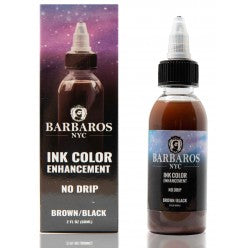 2oz bottle of Barbaros Brown professional hair and beard enhancement ink