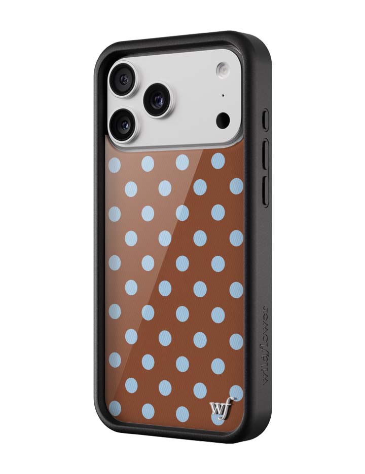 Brown and Blue Polka Dot iPhone Case for Retro Aesthetic - Image 2
