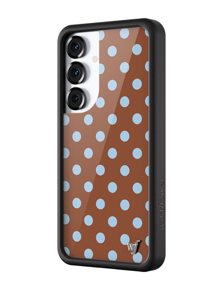 Brown and Blue Polka Dot Protective Samsung Galaxy Phone Case - Image 8