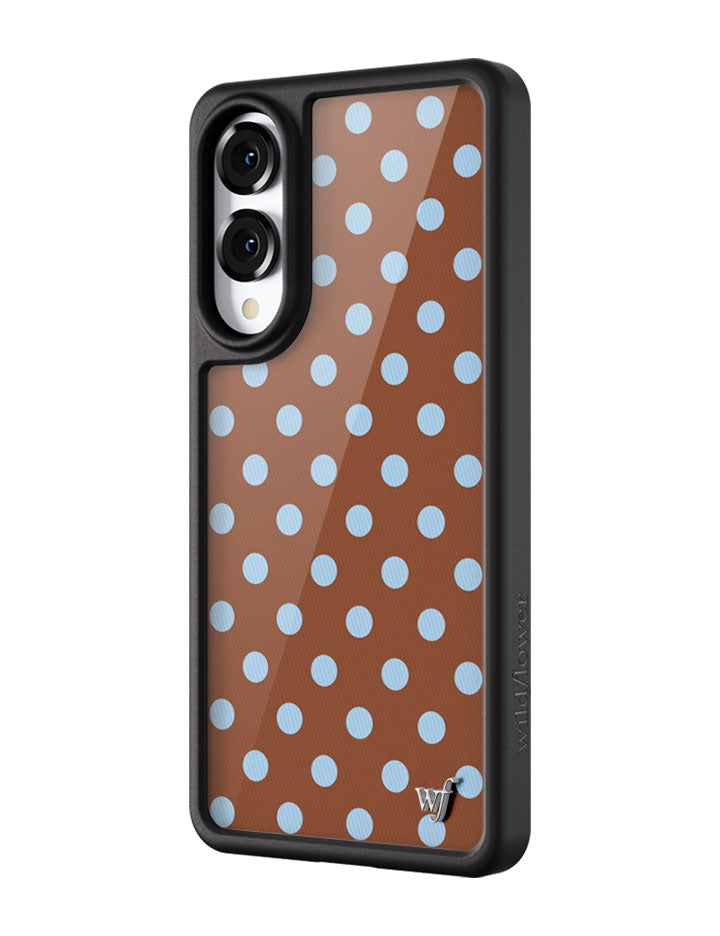 Brown and Blue Polka Dot Protective Samsung Galaxy Phone Case - Image 4
