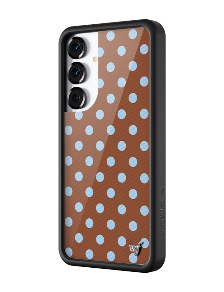 Brown and Blue Polka Dot Protective Samsung Galaxy Phone Case - Image 6