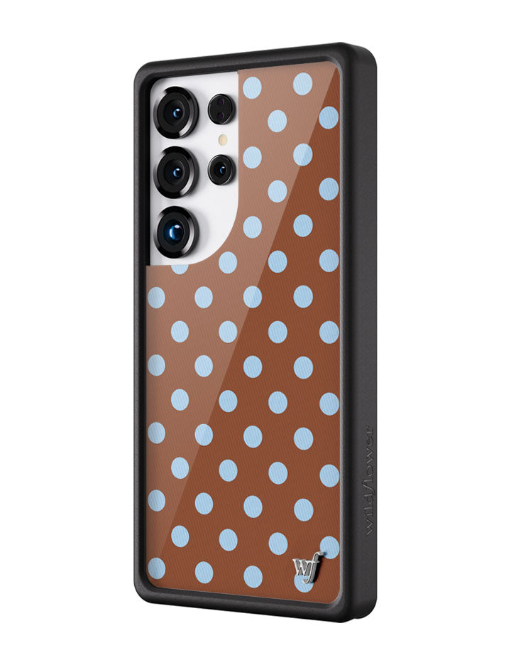 Brown and Blue Polka Dot Protective Samsung Galaxy Phone Case - Image 2