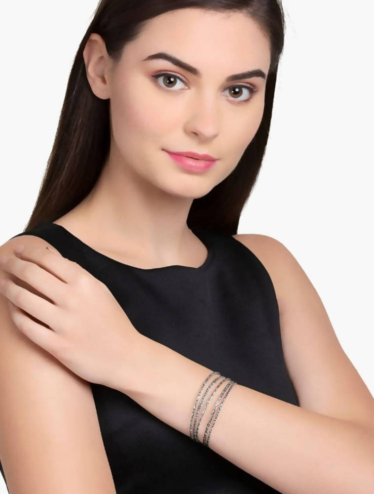 Vintage-Inspired Oxidised Silver-Plated Bangles