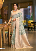 Green cotton silk wedding saree with elaborate zari weave border