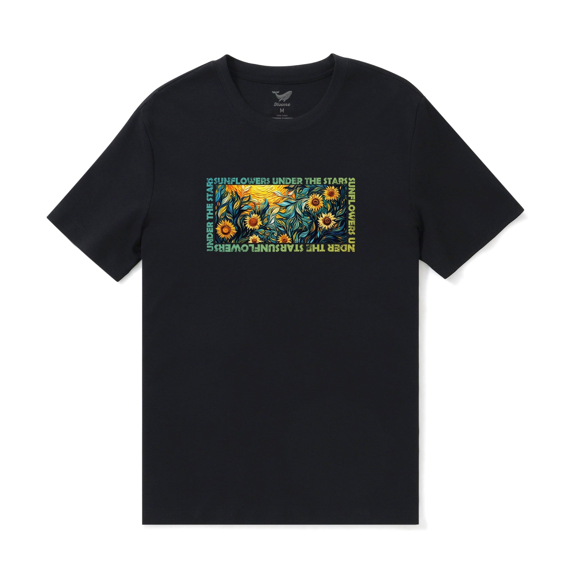 Men's Van Gogh Sunflower Print Crew Neck 100% Cotton Tee